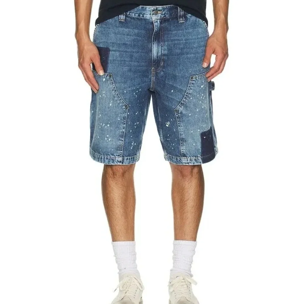 Guess Paint Splatter Carpenter Jean Shorts Cargo 32 Utility Denim Grunge 90s